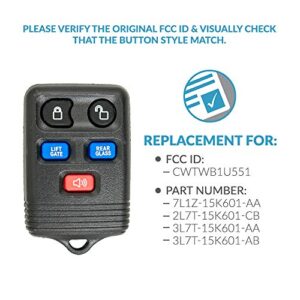 Keyless2Go Replacement for Keyless Entry Remote Car Key Fob 2003 2004 2005 2006 2007 Lincoln Navigator That Use CWTWB1U551