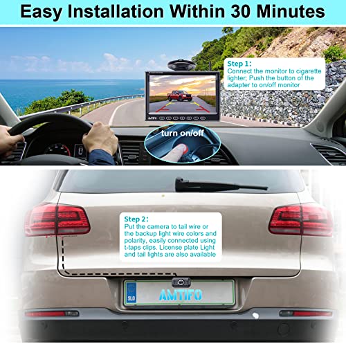 AMTIFO Wireless Backup Camera Car Truck HD 1080P 7 Inch Monitor Easy Install Rear View Camera System 2 Channels Color Night Vision A19