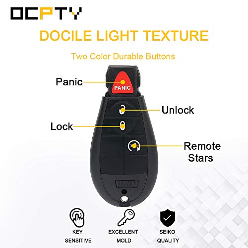 OCPTY 1X Flip Key Entry Remote Control Entry Remote Key Fob Transponder Ignition Key for 15 16 17 for Ram 1500 2500 3500 4000 4500 5500 3.0L 3.6L 5.7L 6.4L 6.7L GQ4-53T