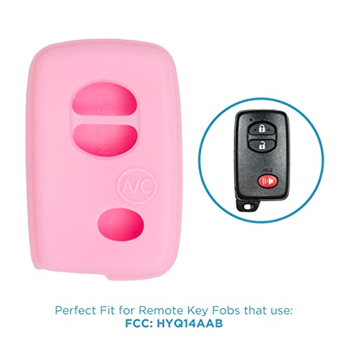 Keyless2Go Replacement for New Silicone Cover Protective Case for Smart Prox Keys with FCC HYQ14AAB - Pink