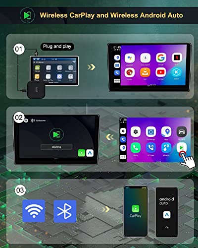 CarlinKit Ai Box CarPlay,Android System+Wireless CarPlay Adapter,Android Auto Wireless 8 Cord,4+64G,4G Cellular,Wireless Android Auto,Built-in Navigation,fit for car from 2017 to Now