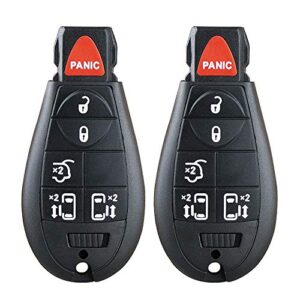 2pcs 6 button key fob compatible for 2008-2015 chrysler town and country，2008-2014 dodge grand caravan