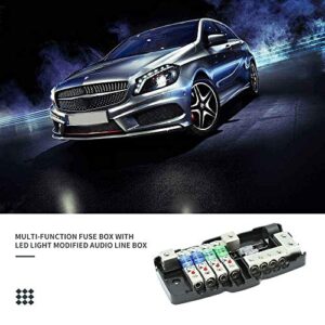 4-Way Car Audio Stereo with Ground Mini ANL Fuse Box Holder Distribution Blocks 0/4GA Fuses Holder 30A 60A 80Amp, LED Indicator