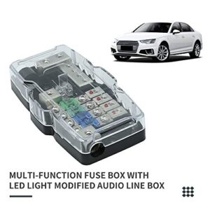 4-Way Car Audio Stereo with Ground Mini ANL Fuse Box Holder Distribution Blocks 0/4GA Fuses Holder 30A 60A 80Amp, LED Indicator