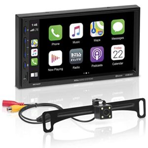 BOSS Audio Systems Elite BE7ACP-C Car Multimedia Player with Apple CarPlay Android Auto - 7 Inch Capacitive Touchscreen, Double Din, Bluetooth, No CD/DVD, USB, SD, AV In, AM/FM, Backup Camera Included