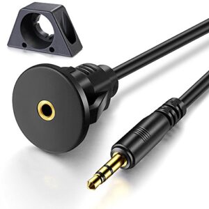 ICESPRING 3.5mm Male to 3.5mm Female Car Truck Dashboard Flush Mount 3.5mm 1/8" AUX Audio Jack Extension Cable with Mounting Panel for Car Boat and Motorcycle (6 Feet)