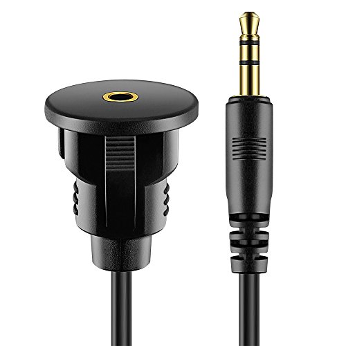 ICESPRING 3.5mm Male to 3.5mm Female Car Truck Dashboard Flush Mount 3.5mm 1/8" AUX Audio Jack Extension Cable with Mounting Panel for Car Boat and Motorcycle (6 Feet)