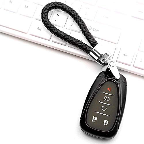 iJDMTOY Glossy Metallic Black Exact Fit Key Fob Shell Cover Compatible With 2016-up Chevrolet Camaro Cruze Spark Volt, 2017-up Malibu Bolt Sonic Trax, etc