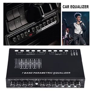 Facmogu 7-Band Car Audio Equalizer, Adjustable 7 Bands EQ Car Amplifier Graphic Equalizer with CD/AUX Input Select Switch, Front/Rear + Sub Output, for Boat RV RTV Motorcycle Car Stereo Tone Control