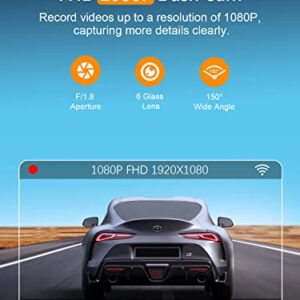 Dash Cam WiFi FHD 1080P Car Camera, Front Dash Camera for Cars, Mini Dashcams for Cars with Night Vision, 24 Hours Parking Mode, WDR, Loop Recording, G-Sensor, APP, Support 128GB Max