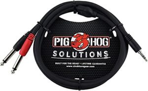 pig hog pb-s3410 3.5 mm stereo to dual 1/4″ mono (male) stereo breakout cable, 10 feet