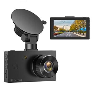 milerong dash camera for cars, fhd 1080p mini dash cam with super night vision, portable dash cam front, small dash cam with parking mode, loop recordinng, motion detection,wdr, g-sensor