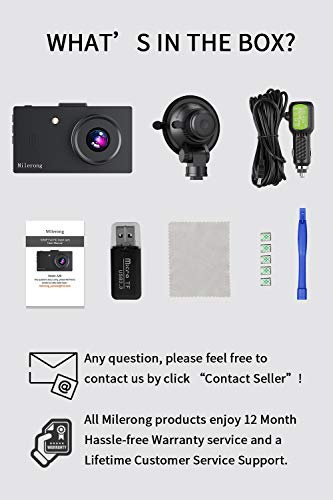 Milerong Dash Camera for Cars, FHD 1080P Mini Dash Cam with Super Night Vision, Portable Dash Cam Front, Small Dash Cam with Parking Mode, Loop Recordinng, Motion Detection,WDR, G-Sensor