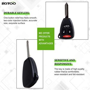 SCITOO Compatible with Keyless Shell, 2X Replacement Keyless Entry Remote Head Key Combo Fob Shell Case Transmitter Uncut Blade for Dodge for Jeep K0BDT04A