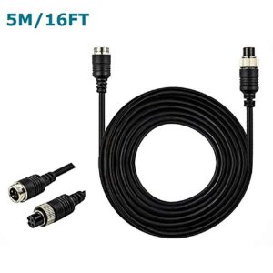 Fookoo 5 Meter/16FT 4-Pin Extended Cable for Wired Backup Camera (D4P5M)