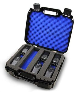 casematix customizable 2 way radio case fits walkie talkies and cb radios compatible with arcshell , baofeng , midland , motorola talkabout , retevis and uniden and more