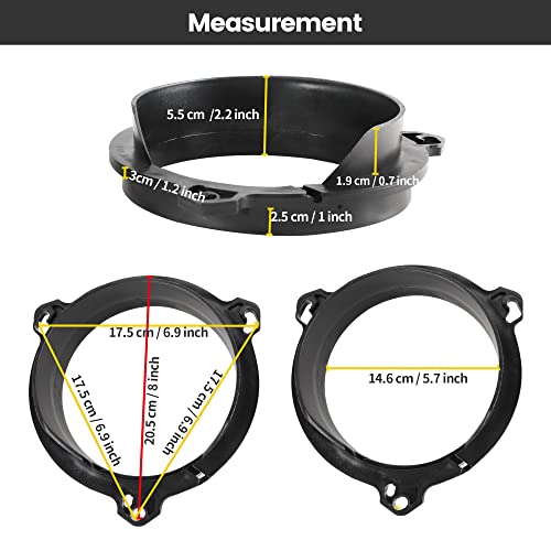 RED WOLF Door Speaker Adapter Spacer Ring 6.5/6.75 Inch Replacement for Toyota 1998-2015, Lexus 1999-2015, Scion 2004-2014 Aftermarket Speaker Adapter Bracket Mount 1 Pair