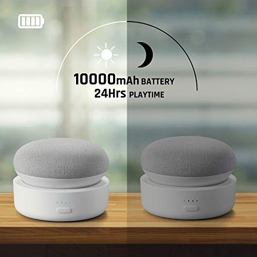 Portable Battery Base for Google Nest Mini 2, GGMM N2 10000mAh Nest Mini 2 Rechargeable Charger Stand Docks, White (Nest Mini or Charge Cord not Included)