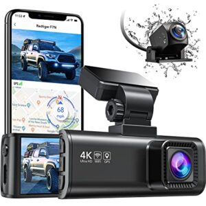 REDTIGER F7N 4K Dual Dash Cam Built-in WiFi GPS Front 4K/2.5K and Rear 1080P Dual Dash Camera for Cars,3.18 inch Display,170 Deg Wide Angle Dashboard Camera Recorder,Support 256GB Max