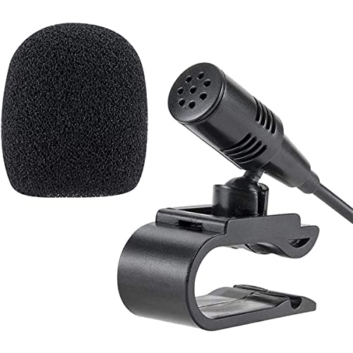 MICMXMO 3.5mm Car Microphone, Mic for Car Vehicle Head Unit GPS DVD Bluetooth Enabled Stereo Audio Radio Assembly Mic with 3m Cable, Plug and Play