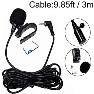 MICMXMO 3.5mm Car Microphone, Mic for Car Vehicle Head Unit GPS DVD Bluetooth Enabled Stereo Audio Radio Assembly Mic with 3m Cable, Plug and Play