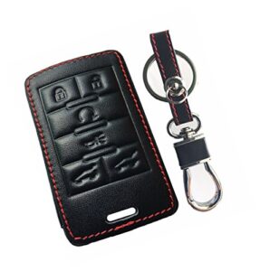 kawihen leather smart remote key fob case keyless entry case holder cover compatible with for cadillac escalade escalade esv escalade ext 22756466 ouc6000066 850k-6000066
