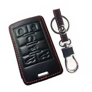 KAWIHEN Leather Smart Remote Key Fob Case Keyless Entry Case Holder Cover Compatible with for Cadillac Escalade Escalade ESV Escalade EXT 22756466 OUC6000066 850K-6000066