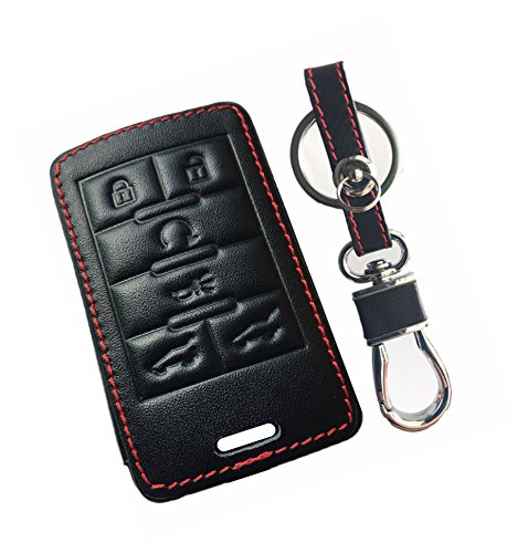 KAWIHEN Leather Smart Remote Key Fob Case Keyless Entry Case Holder Cover Compatible with for Cadillac Escalade Escalade ESV Escalade EXT 22756466 OUC6000066 850K-6000066