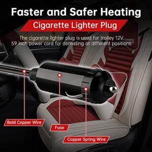 Car Heater, 2 in 1 Car Fans with Heating & Cooling Modes for Fast Heating Defrost Defogger Car Windshield, 12V 150W Portable Car Heaters Automobile Windscreen Fan in Cigarette Lighter