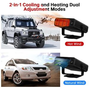 Car Heater, 2 in 1 Car Fans with Heating & Cooling Modes for Fast Heating Defrost Defogger Car Windshield, 12V 150W Portable Car Heaters Automobile Windscreen Fan in Cigarette Lighter