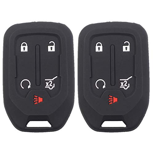 Btopars 2pcs Black Rubber Key Fob Remote Case Cover Keyless Entry Holder Shell Compatible with GMC Acadia Terrain Sierra Chevrolet Silverado HYQ1AA 13584502 1551A-AA