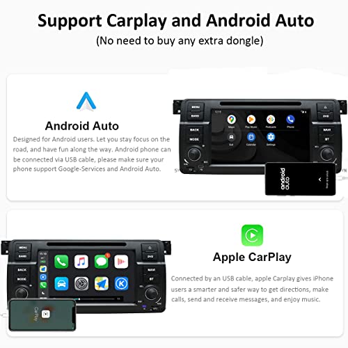 SWTNVIN Car Stereo Radio Compatible with BMW 3 Series 1999 2000 2001 2002 2003 2004(E46) Rover75 MG ZT Android 11 Octa-Core 2G RAM 32G ROM 7 Inch HD Support BT5.0 Wifi GPS TPMS Steering Wheel DVD Play