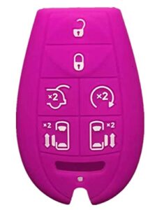 runzuie silicone keyless entry remote key fob cover case protector shell fit for dodge grand caravan charger challenger durango journey ram magnum jeep town country purple 7 buttons