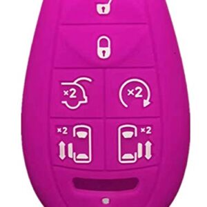 RUNZUIE Silicone Keyless Entry Remote Key Fob Cover Case Protector Shell Fit for Dodge Grand Caravan Charger Challenger Durango Journey Ram Magnum Jeep Town Country Purple 7 Buttons