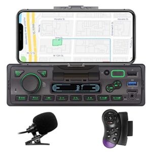 lxklsz car stereo with bluetooth single din with app control mp3 player support hands-free calls/usb/fm/am/tf/aux-in/eq set, car radio receivers with phone holder external mic swc remote