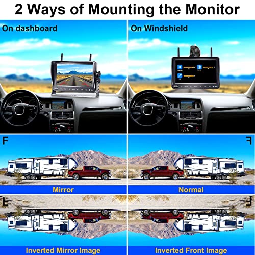 DoHonest RV Backup Camera Wireless HD 1080P 7'' Rear View DVR Monitor Kit 4 Channels Bluetooth Trailer Reverse Cam Adapter for Furrion Pre-Wired RVs Truck Van Infrared Night Vision Waterproof S19