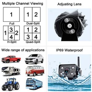 DoHonest RV Backup Camera Wireless HD 1080P 7'' Rear View DVR Monitor Kit 4 Channels Bluetooth Trailer Reverse Cam Adapter for Furrion Pre-Wired RVs Truck Van Infrared Night Vision Waterproof S19