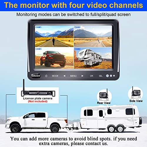 DoHonest RV Backup Camera Wireless HD 1080P 7'' Rear View DVR Monitor Kit 4 Channels Bluetooth Trailer Reverse Cam Adapter for Furrion Pre-Wired RVs Truck Van Infrared Night Vision Waterproof S19