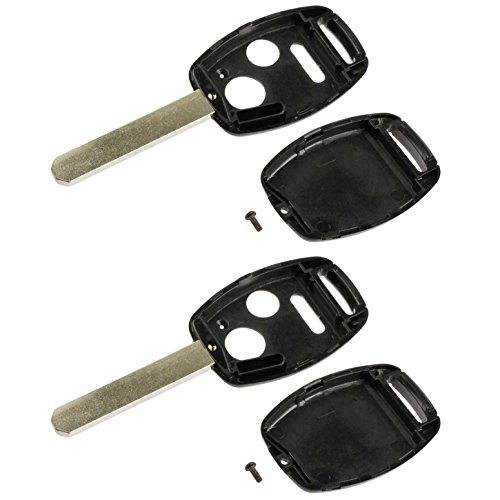 Key Fob Keyless Entry Remote Shell Case & Pad fits Honda 2007-2008 Fit / 2005-2010 Odyssey / 2005-2008 Pilot / 2006-2014 Ridgeline, Set of 2