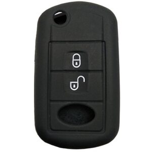 keyless entry remote key fob skin cover protective silicone rubber key jacket protector for land rover discovery lr3 range rover sport (black)