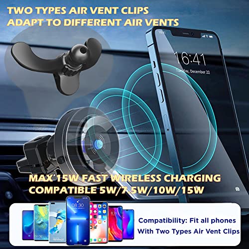Unee Wireless Car Charger, Auto Air Suction Fast Charging Phone Mount Car Air Vent Cell Phone Holder Compatible iPhone/Android/Samsung/Pad/Ebook (Black)