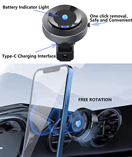 Unee Wireless Car Charger, Auto Air Suction Fast Charging Phone Mount Car Air Vent Cell Phone Holder Compatible iPhone/Android/Samsung/Pad/Ebook (Black)