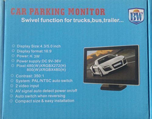 BW 4.3 Inch TFT LCD Screen Adjustable Car Monitor for Vehicle Backup Cameras Security CCTV Camera and Car DVR