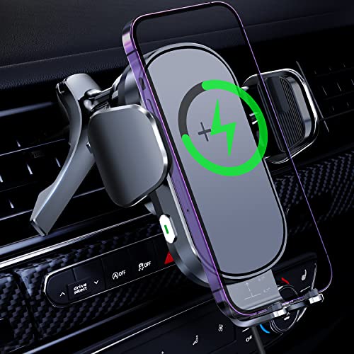 Wireless Car Charger - Lekente 15W Qi Fast Charging Car Phone Mount | Auto-Clamping Air Vent Car Cell Phone Holder for iPhone 14/13 /12/11 /X/XR/XS /8 Pro Max Mini Plus Samsung Galaxy Series