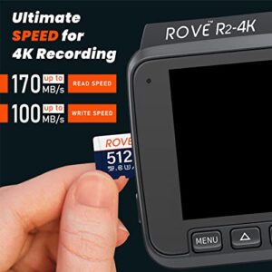 ROVE R2-4K Dash Cam | Hardwire Kit | 512GB Micro SD Card