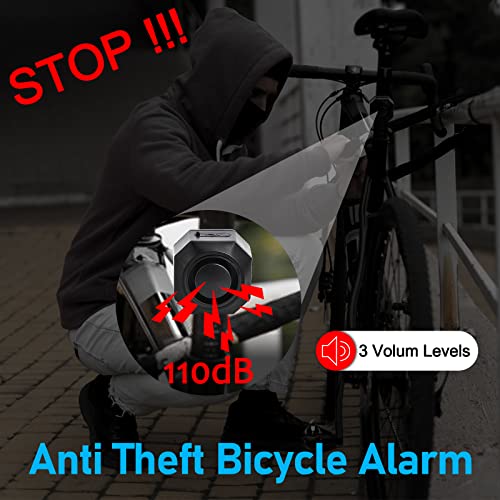 Bike Alarm USB Rechargeable with Mount, Motorcycle Alarm with Remote Motion,Wireless Bicycle Anti Theft System,Waterproof Vibration Alarm for Ebike Electric Bike Scooter Car (1 Pack)