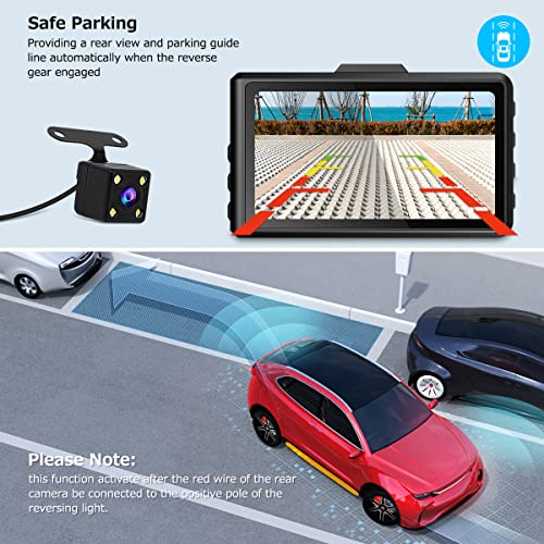 Dash Cam Front and Rear, SPADE Dual Dash Camera 1080P with 32G SD Card, Waterproof Backup Camera, DVR Car Dashboard Camera 1296P with Night Vision WDR G-Sensor Parking Monitor Loop Recording[Up-Grade]