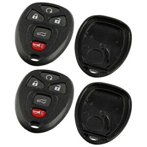 key fob shell fits 2007-2015 buick cadillac chevy gmc saturn keyless entry remote case & button pad (15913415, ouc60221), set of 2