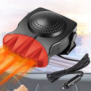 car heater 12v,2 in1 fast heating defrost defogger for car windshield, portable car heater defroster that plugs into cigarette lighter with 180° rotating base, 150w car heating and cooling fan