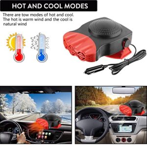 Car Heater 12V,2 in1 Fast Heating Defrost Defogger for Car Windshield, Portable Car Heater Defroster That Plugs into Cigarette Lighter with 180° Rotating Base, 150W Car Heating and Cooling Fan